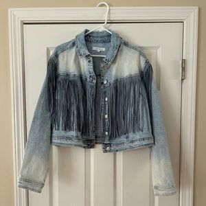 Arula faded denim jacket with fabulous fringe !!